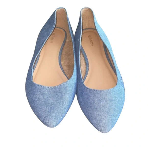 Old Navy Chambray Pointed-Toe Flats – Size 10 - Picture 3 of 7